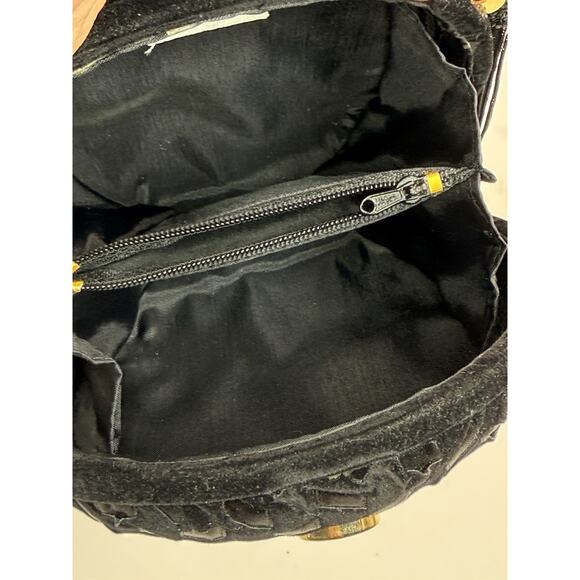 La Regale Black Velour Round Evening Mini Bag Purse Clutch Bag - Picture 4 of 10